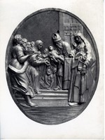 Circoncisione, retro dell'Adorazione, bassorilievo in legno dipinto cappella del Rosario